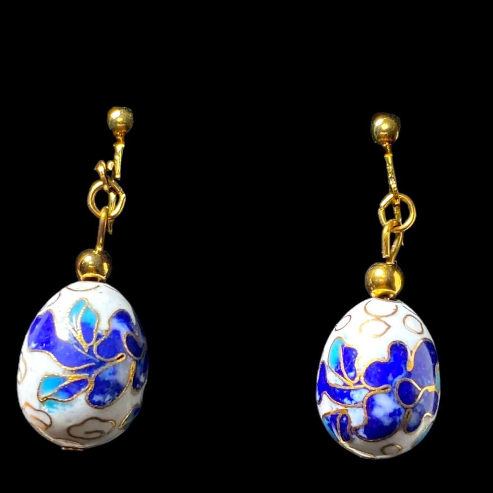 Avon CLOISONNE Easter Egg clip on EARRINGS‎ NIB